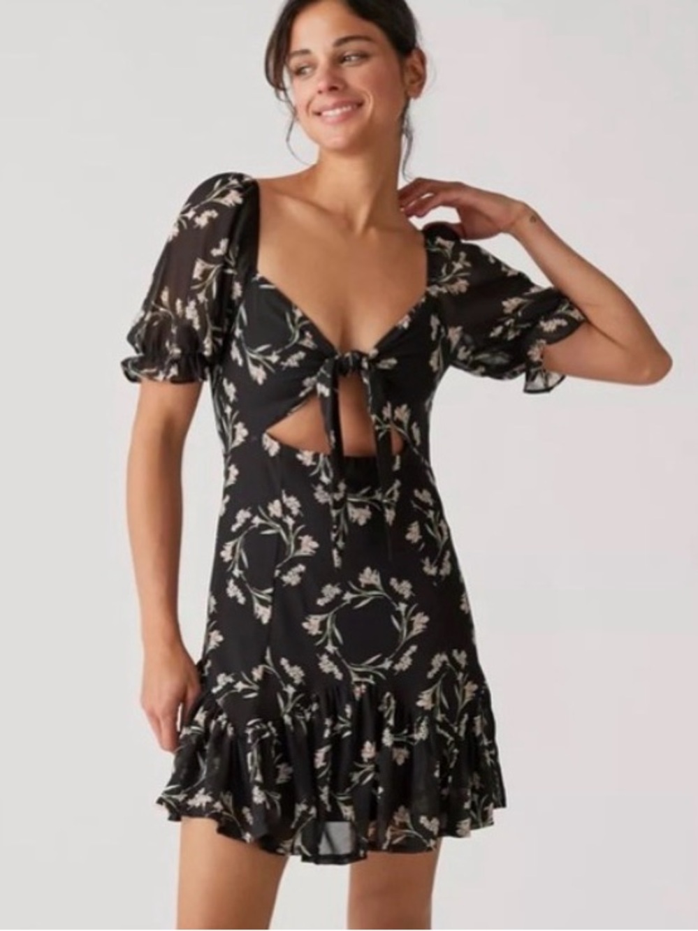 Kiss the Sky Tie-Front Cut Out Mini Dress